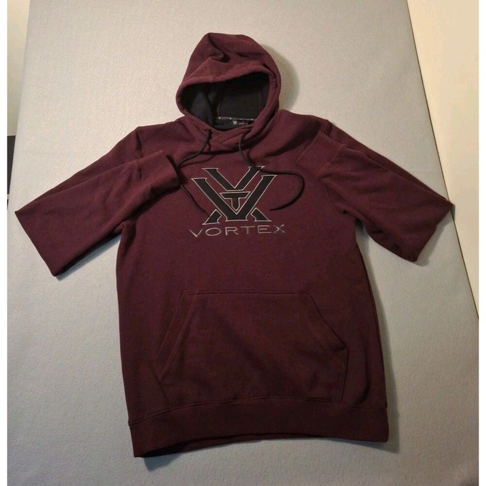 Vortex Optics Hoodie Men M Burgundy Fleece Pullover Sweatshirt Long Sleeve Logo